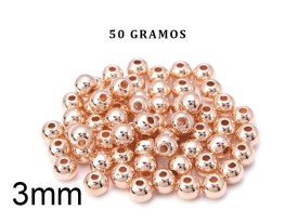 Bolitas de Metal Color Gold Rose 3mm x50gms